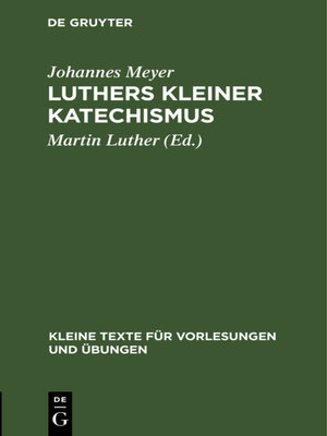 cover image of Luthers kleiner Katechismus